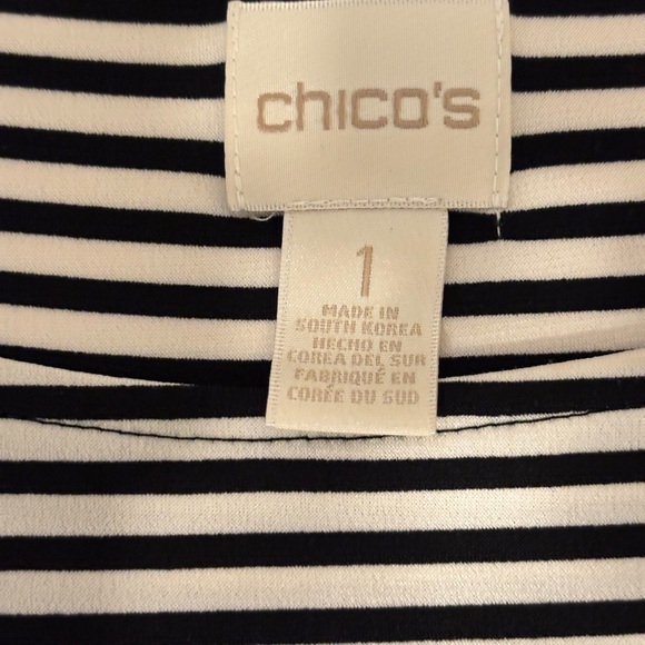 Chico's Black and White Boxy Blouse with 3/4 Sleeves - Picture 2 of 8